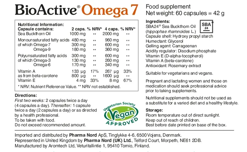 Omega 7 Sea Buckthorn Oil Capsules Pharma Nord